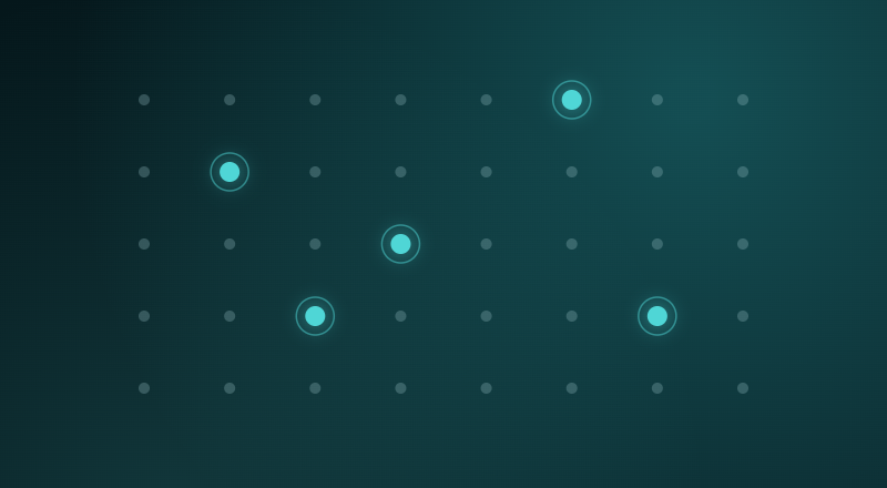 A grid of markers with several highlighted in teal